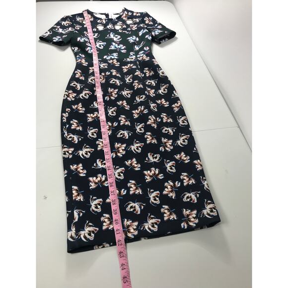 Yigal Azrouel Scuba Knit Floral Midi Dress Grommets Flattering Women's 2 - Picture 13 of 14